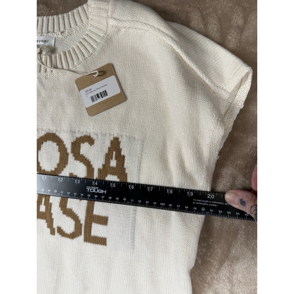 Blu Pepper "Mimosa Please" Knit Sweater Vest Women's Cream Tan Sleeveless NWT - Picture 6 of 13